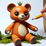 **

A whimsical sketch of a toy character taking inspiration from nature. Focus on the initial concept art stage, capturing shapes, colors, and initial character design. Include elements like plants and animals for inspiration.

**
